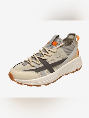 G-West Men's Casual Knit Sneaker in Beige and Orange